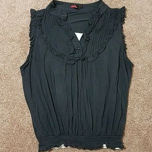 Sleeveless Grey Ruffle Top